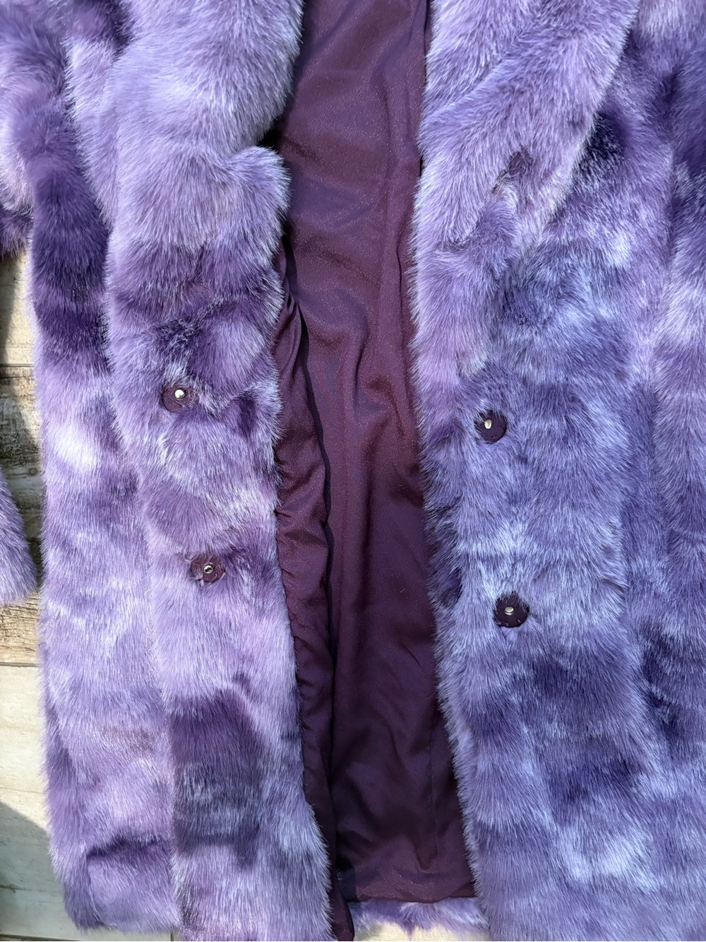 NWOT! Lavender Faux Fur Coat by Pyramid Collection, SMALL - Picture 9 of 12